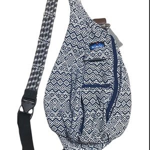 KAVU Rope Sling Bag Crossbody Polyester Camping, Back Pack Hiking Blue and White